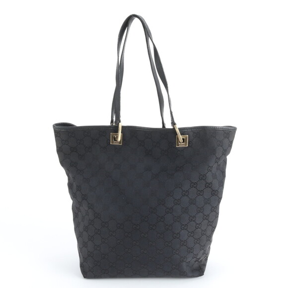 Gucci GG Canvas 002 1098 Leather Tote Bag Shoulder Handbag Black Women's